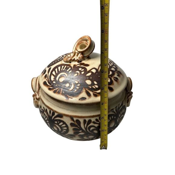 Hamilton Vtg 1989 Glazed Pottery brown & tan Botanical Motif #M-1846 - Picture 10 of 10